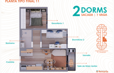 RESIDENCIAL SERRARIA DIADEMA- 39M²- 2 DORM – 1 VAGA – SERRARIA – MINHA CASA MINHA VIDA