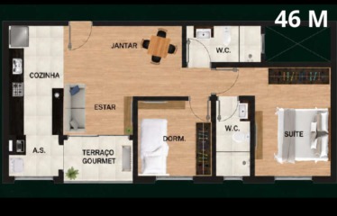 RESIDENCIAL EUROPA  – 44 E 46M²- 2 DORM (SUÍTE) -0 OU 1 VAGA – JARDIM EUROPA