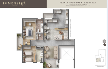 IMMENSITTÀ JARDIM – 117 M² – 3 SUÍTES- 3 VAGAS – BAIRRO JARDIM