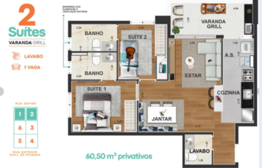 SPOT DIADEMA – 60 M² – 2 SUÍTES- 1 VAGA – CENTRO